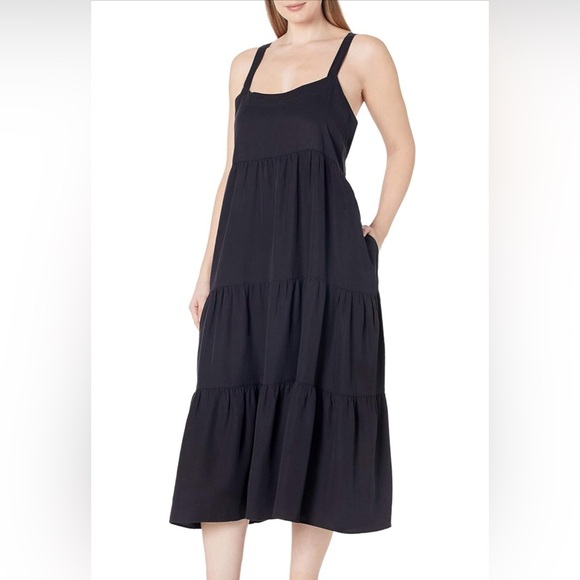 The Drop Brit Tiered ankle maxi tent dress black size medium - Picture 3 of 11